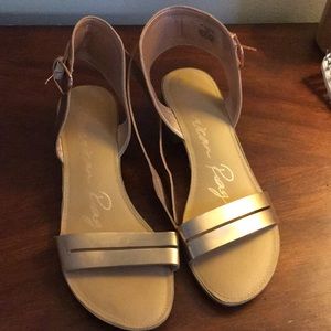 Gold sandals worn once.